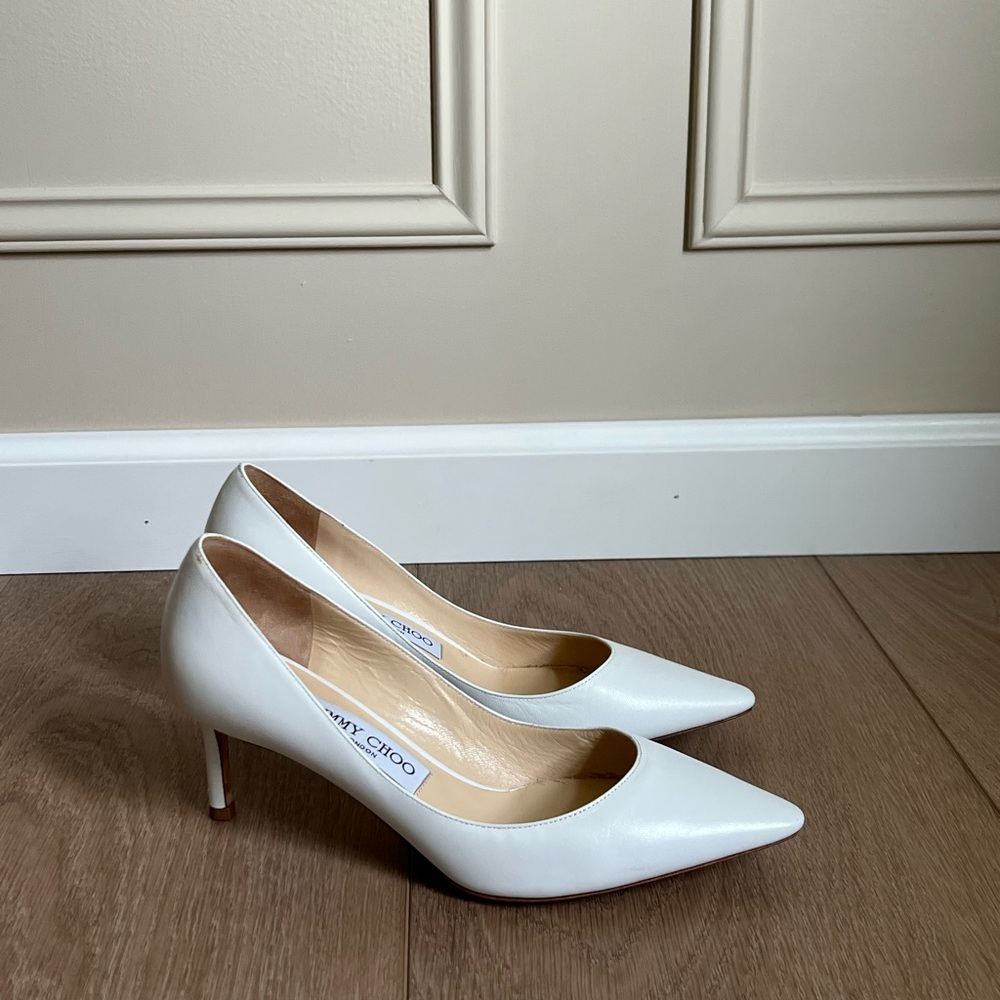 Jimmy Choo Romy 60 White Leather Heels